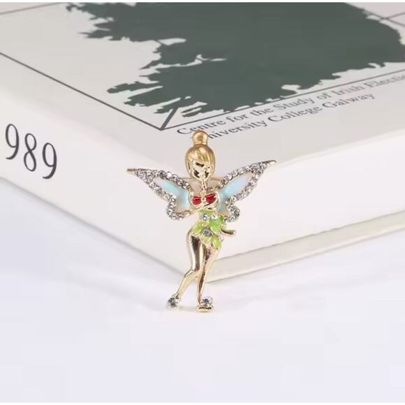 Enamel Fairy Brooch Rhinestone Butterfly‎ wings - Picture 2 of 6